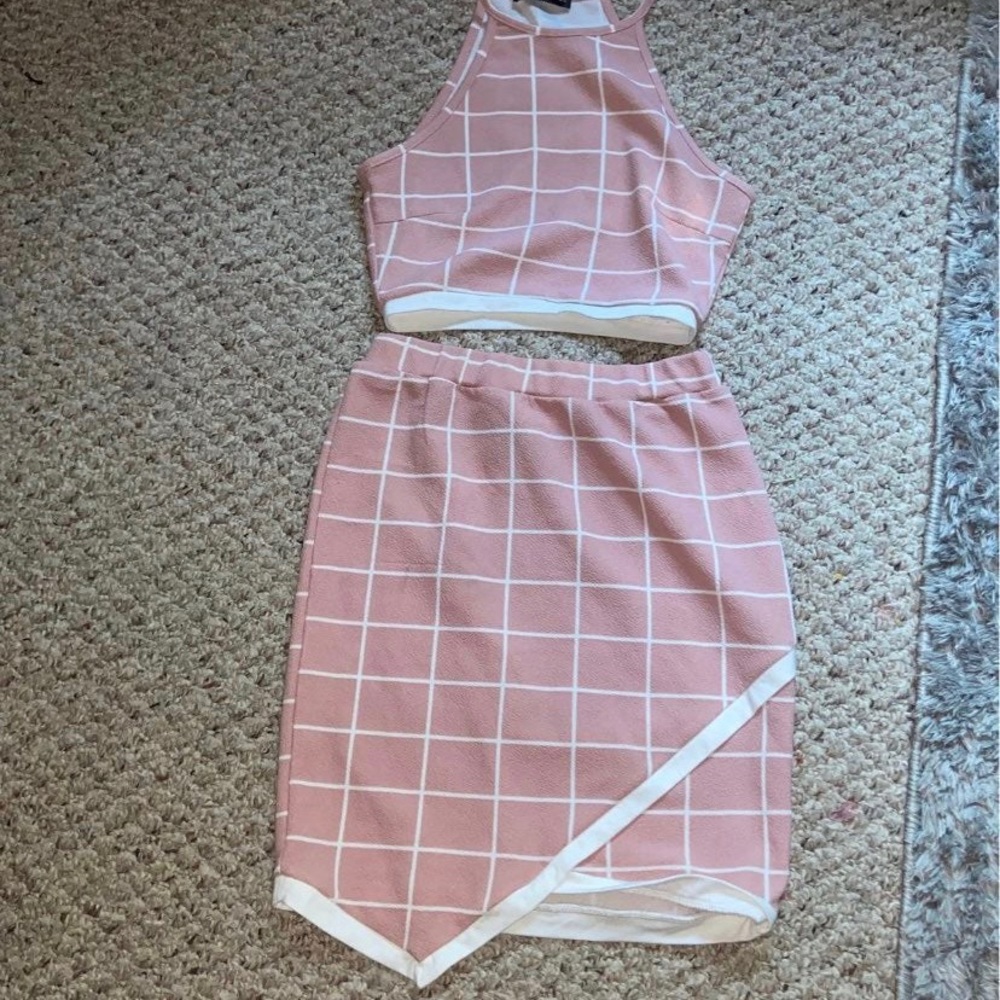 Pink striped two piece